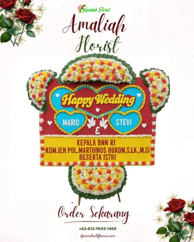 Karangan Papan Bunga Pernikahan di Gelarmendala